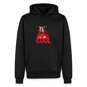 Cool Katze - Cool Cat - Männer Premium Bio Hoodie - Schwarz - Vorne - Nico (187cm)