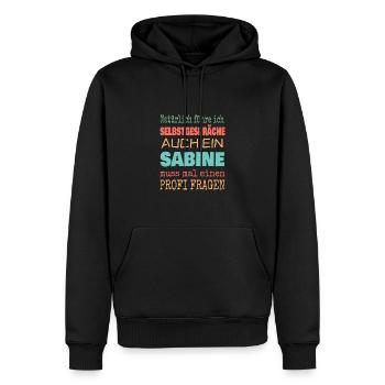 Sabine - Männer Premium Bio Hoodie - Schwarz - Vorne - Nico (187cm)