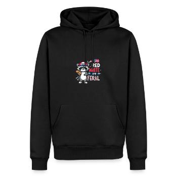 Red White And Feral Waschbär Nationalfeiertag - Männer Premium Bio Hoodie - Schwarz - Vorne - Nico (187cm)