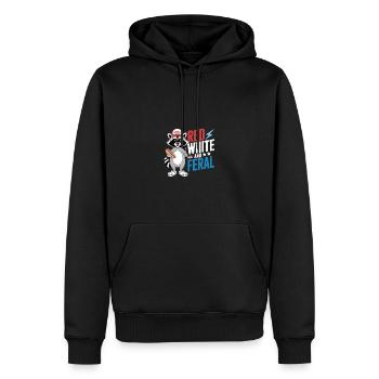 Red White And Feral Waschbär Nationalfeiertag - Männer Premium Bio Hoodie - Schwarz - Vorne - Nico (187cm)