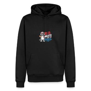 Red White And Feral Waschbär Nationalfeiertag - Männer Premium Bio Hoodie - Schwarz - Vorne - Nico (187cm)