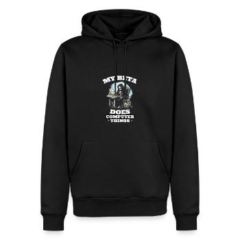 Mein Beta macht Computerdinge Programmierer - Männer Premium Bio Hoodie - Schwarz - Vorne - Nico (187cm)