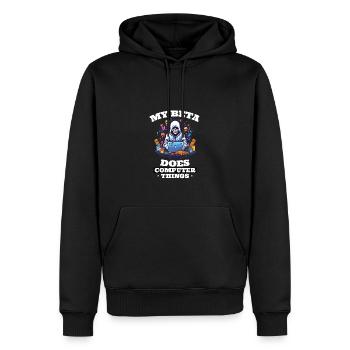Ma bêta fait des programmeurs informatiques - Sweat à capuche Premium bio Homme - noir - Devant - Nico (187cm)