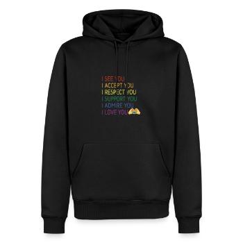 Ich sehe dich Ich akzeptiere dich Ich respektiere - Männer Premium Bio Hoodie - Schwarz - Vorne - Nico (187cm)