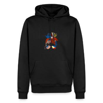 Amitié philippino-américaine - Sweat à capuche Premium bio Homme - noir - Devant - Nico (187cm)