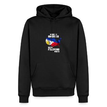 Hergestellt in Amerika mit philippinischen Teilen - Männer Premium Bio Hoodie - Schwarz - Vorne - Nico (187cm)