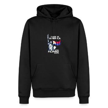 Hergestellt in Amerika mit philippinischen Teilen - Männer Premium Bio Hoodie - Schwarz - Vorne - Nico (187cm)