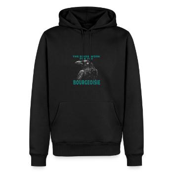 Les oiseaux travaillent pour la bourgeoisie - Sweat à capuche Premium bio Homme - noir - Devant - Nico (187cm)