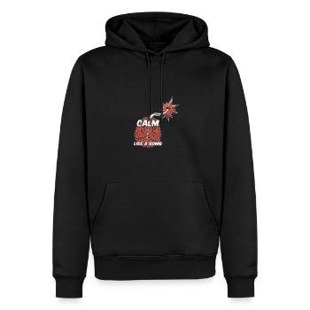 Calme comme une bombe National - Sweat à capuche Premium bio Homme - noir - Devant - Nico (187cm)