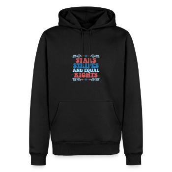 Rayures étoilées et égalité - Sweat à capuche Premium bio Homme - noir - Devant - Nico (187cm)