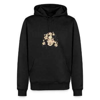 Line Art Drawn Woman with Hat Design - Sweat à capuche Premium bio Homme - noir - Devant - Nico (187cm)