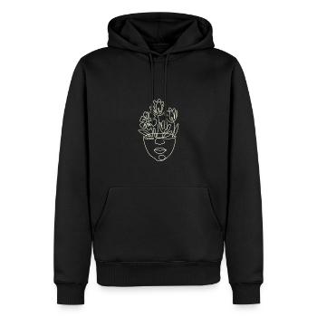 Line Art Drawn Woman with Hat Design - Sweat à capuche Premium bio Homme - noir - Devant - Nico (187cm)