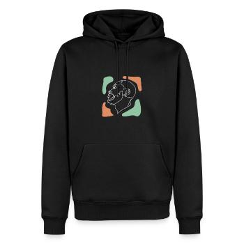 Line Art Drawn Woman with Hat Design - Sweat à capuche Premium bio Homme - noir - Devant - Nico (187cm)