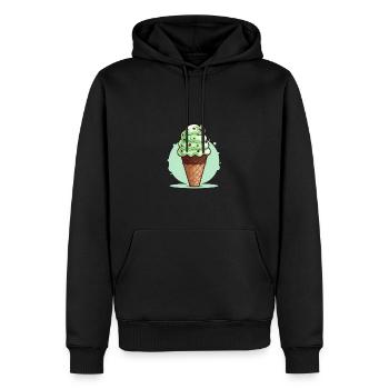 Cornet de crème glacée aux pépites de chocolat à la menthe - Sweat à capuche Premium bio Homme - noir - Devant - Nico (187cm)