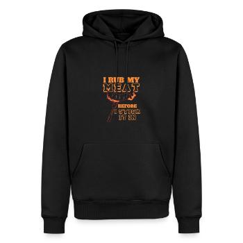 Ich Reibe Mein Fleisch Ein, Bevor Ich Es Auf Den - Männer Premium Bio Hoodie - Schwarz - Vorne - Nico (187cm)