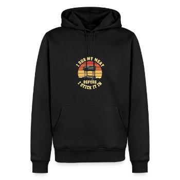 Ich Reibe Mein Fleisch Ein, Bevor Ich Es Auf Den - Männer Premium Bio Hoodie - Schwarz - Vorne - Nico (187cm)