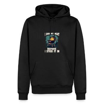 Ich Reibe Mein Fleisch Ein, Bevor Ich Es Auf Den - Männer Premium Bio Hoodie - Schwarz - Vorne - Nico (187cm)