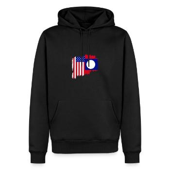Drapeau semi-américain américain du Laos - Sweat à capuche Premium bio Homme - noir - Devant - Nico (187cm)