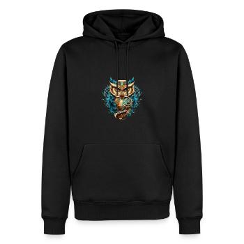 Eule Wildnis Geist Tier Natur Steampunk - Männer Premium Bio Hoodie - Schwarz - Vorne - Nico (187cm)