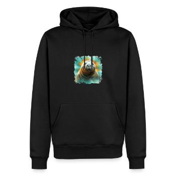 Sauvons les lamantins Animaux aquatiques Lamantins - Sweat à capuche Premium bio Homme - noir - Devant - Nico (187cm)