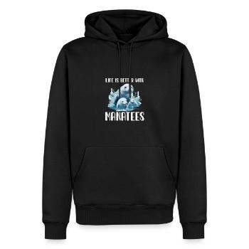 La vie est meilleure avec les lamantins, les animaux aquatiques - Sweat à capuche Premium bio Homme - noir - Devant - Nico (187cm)
