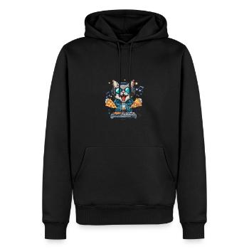 Weltraum Katze Pizza Discjockey - Interstellar - Männer Premium Bio Hoodie - Schwarz - Vorne - Nico (187cm)