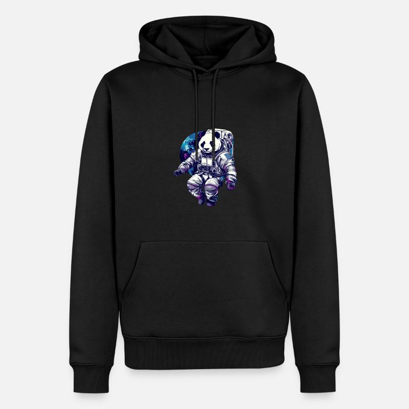 Panda Astronaut - Bamboo Rocket Adventures - Sweat à capuche Premium bio Homme - noir