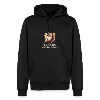 Espresso Life Balance Kaffee Espressomaschine - Männer Premium Bio Hoodie - Schwarz - Vorne - Nico (187cm)
