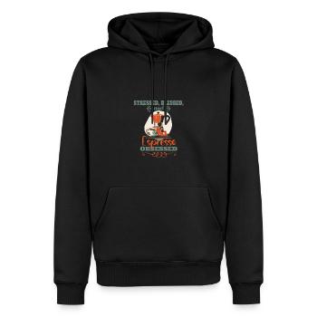 Stressé Obsédé par l’espresso - Amateur de café - Sweat à capuche Premium bio Homme - noir - Devant - Nico (187cm)
