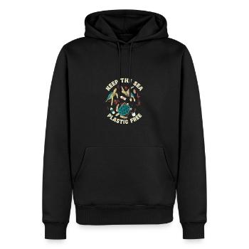 Keep The Sea Plastic Free Schildkröte Motiv - Männer Premium Bio Hoodie - Schwarz - Vorne - Nico (187cm)