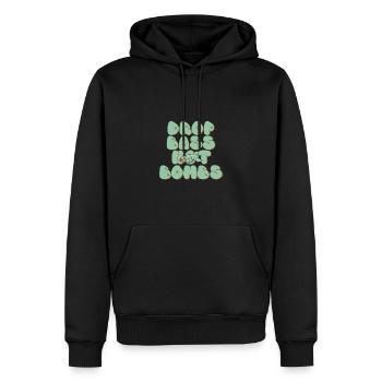 Drop Bass Not Bombs Musikliebhaber Motiv - Männer Premium Bio Hoodie - Schwarz - Vorne - Nico (187cm)