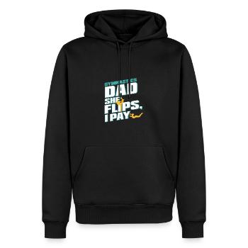 Gymnastics dad support with pride - Men’s Premium Organic Hoodie - black - Front - Nico (187cm)