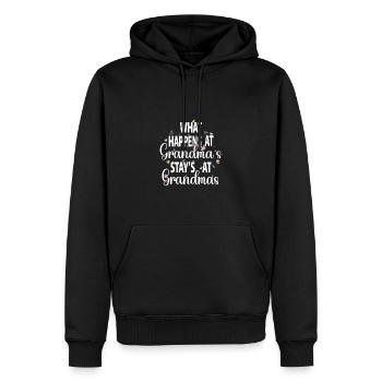 What happens at grandma's stays with grandma - Men’s Premium Organic Hoodie - black - Front - Nico (187cm)