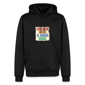 Chicken Nugs & Mama Hugs - Männer Premium Bio Hoodie - Schwarz - Vorne - Nico (187cm)