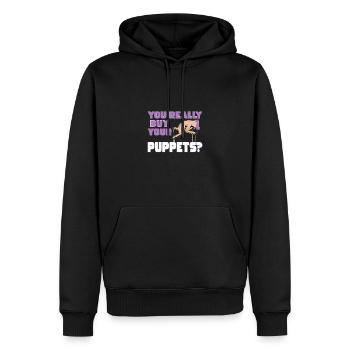 Du Kaufst Wirklich Deine Puppen? - Männer Premium Bio Hoodie - Schwarz - Vorne - Nico (187cm)