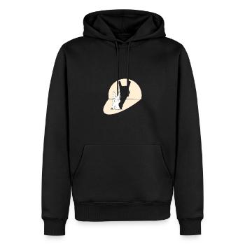 Lapin drôle avec une ombre rock’n’roll - Sweat à capuche Premium bio Homme - noir - Devant - Nico (187cm)