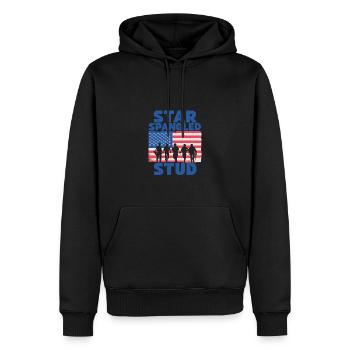 Star Spangled Stud Signe de paix Drapeau des États-Unis - Sweat à capuche Premium bio Homme - noir - Devant - Nico (187cm)