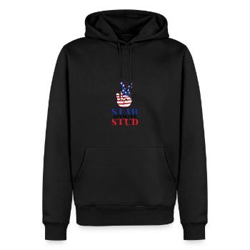 Star Spangled Stud Signe de paix Drapeau des États-Unis - Sweat à capuche Premium bio Homme - noir - Devant - Nico (187cm)