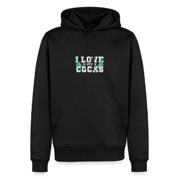 J’aime les volants Motif de volant drôle - Sweat à capuche Premium bio Homme - noir - Devant - Nico (187cm)