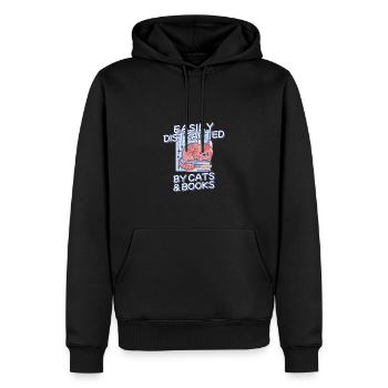 Leicht Ablenkbar Durch Katzen und Bücher - Männer Premium Bio Hoodie - Schwarz - Vorne - Nico (187cm)