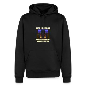 La vie est belle, le cardio le rend meilleur - Sweat à capuche Premium bio Homme - noir - Devant - Nico (187cm)