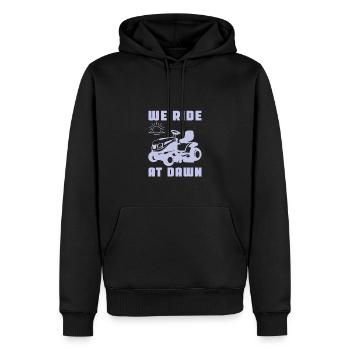 Nous montons à l’aube tracteur de tondeuse à gazon - Sweat à capuche Premium bio Homme - noir - Devant - Nico (187cm)