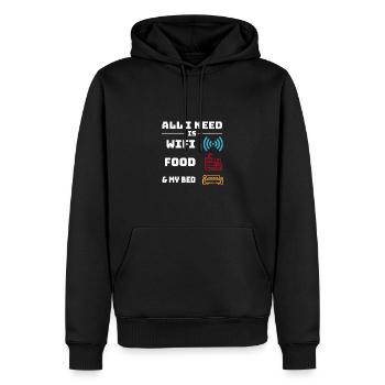 Tout ce dont j’ai besoin, c’est du wifi, de la nourriture et de mon - Sweat à capuche Premium bio Homme - noir - Devant - Nico (187cm)