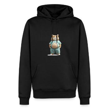 Lustiger Dicker Kater in Bequemer Kleidung - Männer Premium Bio Hoodie - Schwarz - Vorne - Nico (187cm)