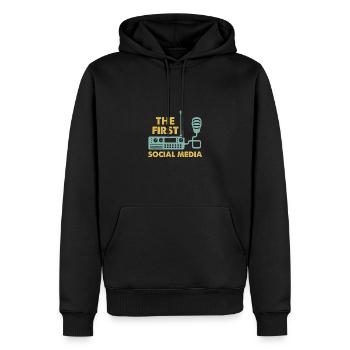 Das Erste Soziale Medium Funkgerät Mikrofon Retro - Männer Premium Bio Hoodie - Schwarz - Vorne - Nico (187cm)