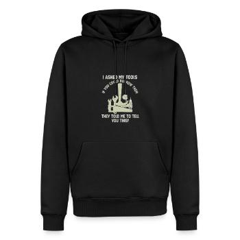 Les outils disent non à l’emprunt de dicton drôle - Sweat à capuche Premium bio Homme - noir - Devant - Nico (187cm)