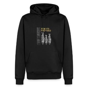 Always Prepared Fischmotiv mit Maßstab für Angler - Männer Premium Bio Hoodie - Schwarz - Vorne - Nico (187cm)