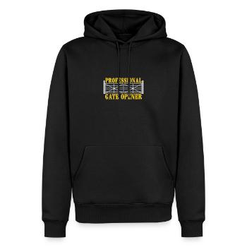 Professional Gate Opener Humor Fun Statement - Men’s Premium Organic Hoodie - black - Front - Nico (187cm)