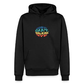 Message coloré : Désolé, je ne peux pas. À pied, au revoir - Sweat à capuche Premium bio Homme - noir - Devant - Nico (187cm)