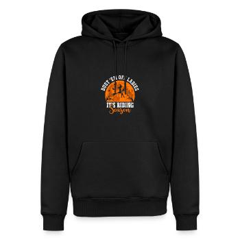 Dust 'Em Off Ladies It's Riding Season Hexenflug - Männer Premium Bio Hoodie - Schwarz - Vorne - Nico (187cm)